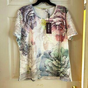 NWT Punt Roma Watercolour Floral Top XL